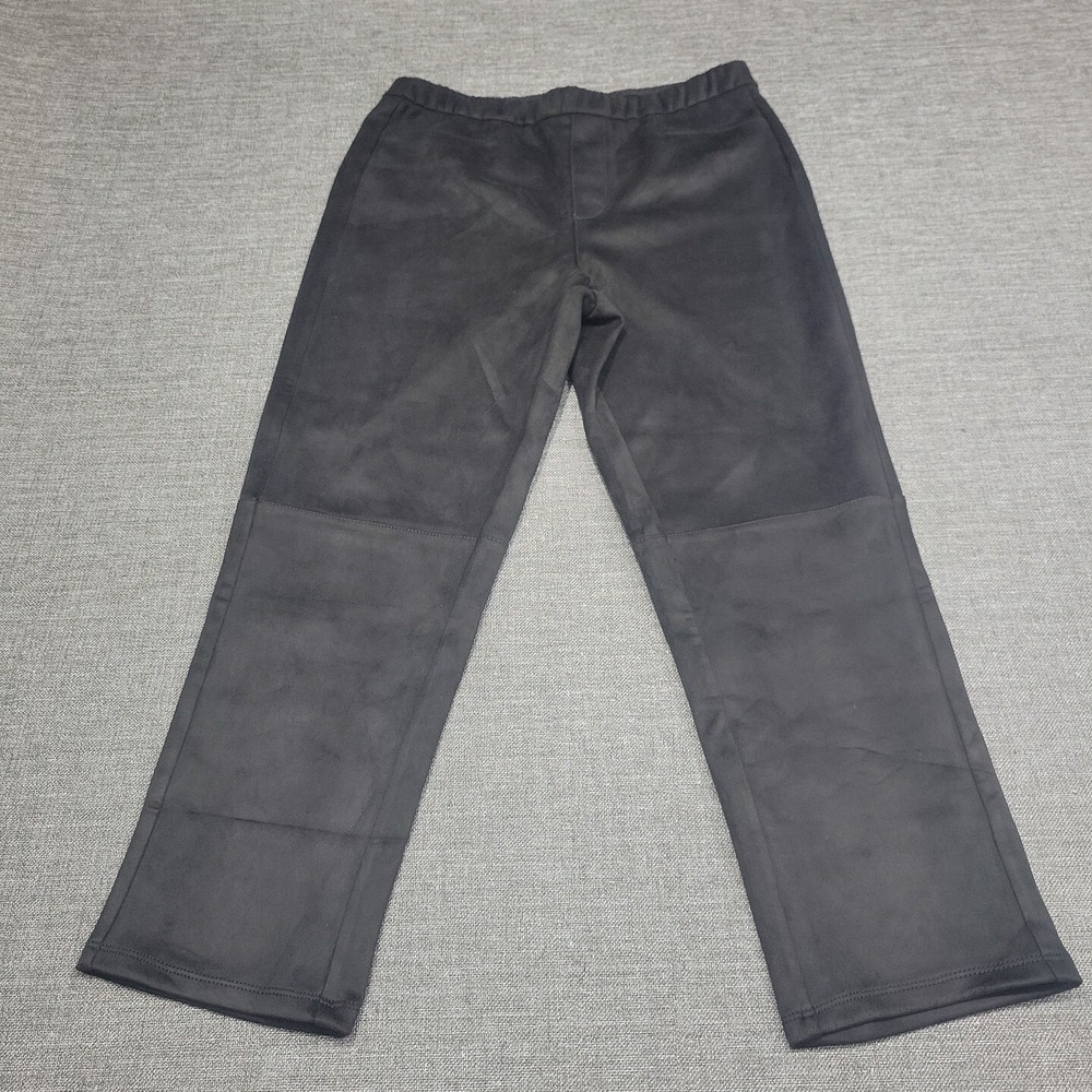 Isaac Mizrahi Live Womens Faux Suede Pants Petite 6P Black Straight Leg Ankle - Picture 8 of 12